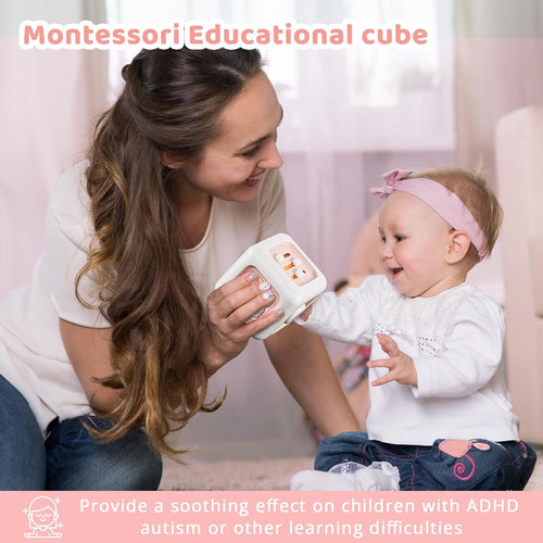 SOCBTNSO Montessori Busy Cube Travel Toy for Toddlers | Learning Fine Motor Skills, 1st Birthday Gifts for 1 Year Old Girl, 6 9 12 Months Baby
