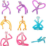 xonteus 4 pcs pop tubes giraffe toys, telescopic suction cup sensory fidget toys for kids, travel friendly entertainment essentials