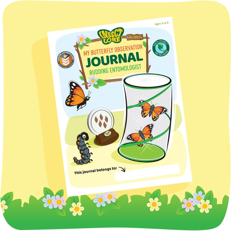Insect Lore butterfly garden with 5 live baby caterpillars, habitat and chrys-a-lid holder for STEM activity and butterfly release