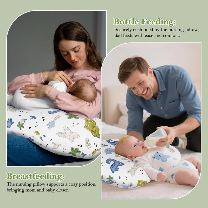 Nursing Pillow & Breastfeeding Pillow – Ergonomic C-Shape for Breastfeeding & Bottle Feeding, Standard Size Breathable with Washable Cover, Hypoallergenic,Tummy Time & Sitting Support (0-12Months)