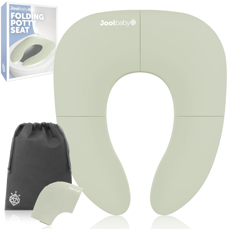 Jool Baby Folding Travel Potty Training Seat for Toddlers, Fits Round & Oval Toilets, Non-Slip Suction Cups, Includes Free Travel Bag (Gray)