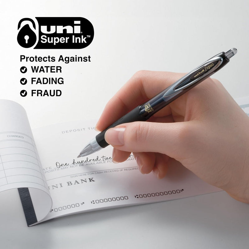 uniball™ 207 Gel Pens, Black Ink, 0.5mm Micro Point, Retractable, 12 Count, Smooth Writing, Fraud-Resistant, uni Super Ink™