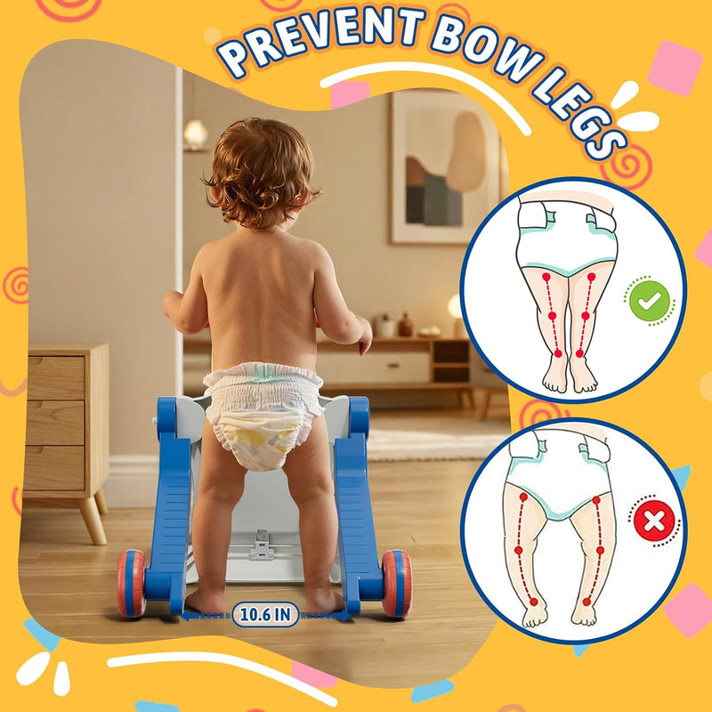 HYES 5 in 1 Baby Push Walker for Baby Boy, Blue | Activity Center Learning to Walk, Sit to Stand, Early Learning Push Toys for Infant, Walking Toys Gift for Toddler Boys