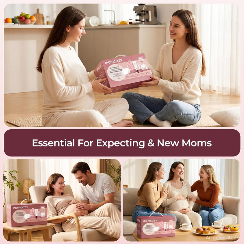 Momcozy 73PC Breastfeeding Essentials Kit,New Moms Postpartum Essentials | Hospital Bag Must-Haves, with Nursing Pads, Hot & Cold Breast Pads, Nipple Cream, Colostrum Collectors, Milk Storage Bags