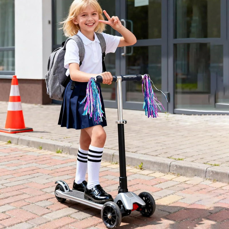 shiny blue purple color bike streamers for kids bicycle handlebar scooter