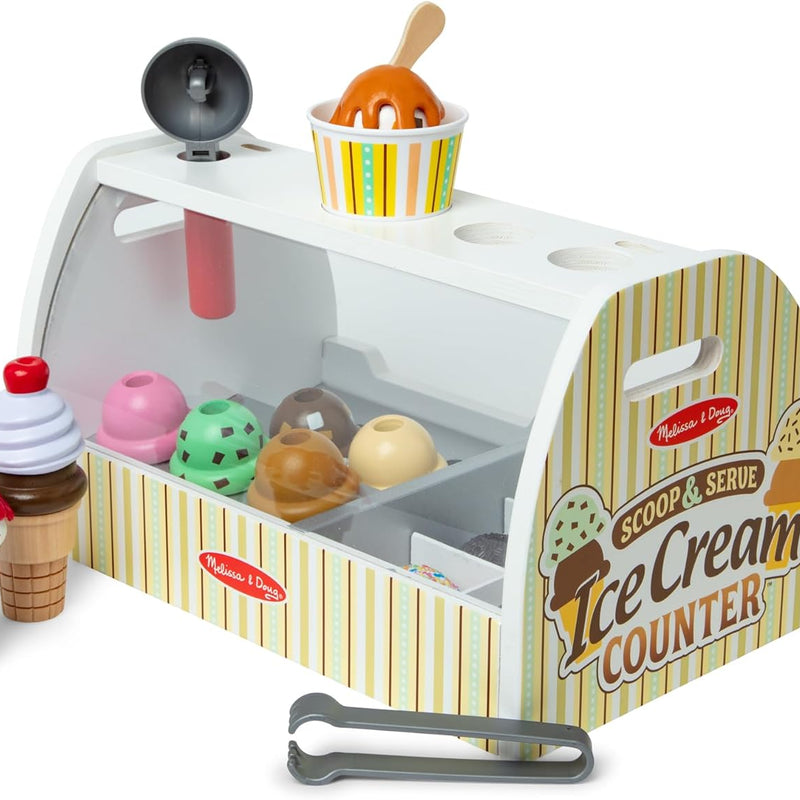 melissa & doug wooden scoop & serve ice cream counter pretend play store