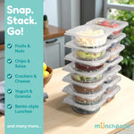 Reusable Snack Containers with Lids 20 Pack (40 Pieces) Portion control, Snack Pack Containers 2 Double Compartment Snack Containers for Kids On the Go Meals, Camping Snack Tray Prep