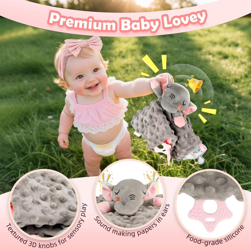 Newborn Baby Girl Gift, 9 Pcs Baby Gifts for Girls Newborn Essentials, New Baby Girl Gift Basket Baby Shower Gender Reveal Gifts, New Mom Gift Swaddle Blanket Bunny Rattle Gift Set