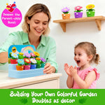 Marlrin Montessori Flower Garden Building Toy 10-potted Flowers Gardening Set for Toddlers, Preschool Learning Toy