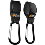 Baby Uma Stroller Hooks for Bags (2 Pack) - Non-Slip, One-Hand Use, 11 lb | These universal stroller clips open one-handed, resist slipping, and each carabiner hook holds 11 lbs—a travel essential.