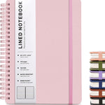 ABERLLS Lined Spiral Journal Notebook with 160 Pages, 8×5.7in, A5 Spiral Notebook, Journaling Notebooks for Work, School, Women, Men, College Ruled Spiral Notebook, Hardcover Leather Journals, Pink