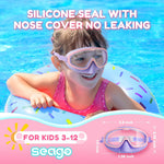 Seago Kids Swim Goggles 2 Pack for 3-12, Anti-Fog Clear View,Toddler Goggles with Nose Cover Swimming Goggles