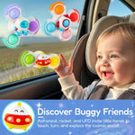 ALASOU 3PCS Pop Suction Cup Spinner Sensory Airplane Travel Toys for 1 Year Old Boy Girl Infant Toddlers|Novelty Spinning Tops 12 18 Months|1 2 Year Old Boy Birthday Gift|Baby Bath Toy Kids Ages 1-3