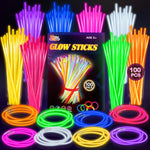 springflower 100pc glow sticks bulk party favors, 8" glow in the dark party supplies, kids or adult party accessories
