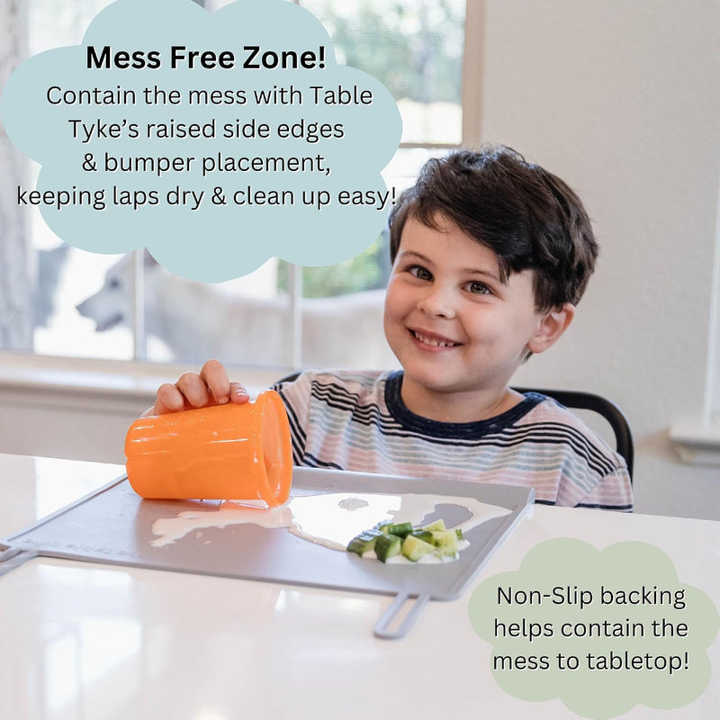 Table Tyke Silicone Placemat for Toddlers with Teething Table Edge Bumper - Non-Slip Baby Placemat for Restaurant & Home Dining - BPA Free Kids Food Mat - Travel Ready Toddler Eating Mat - Sage Green