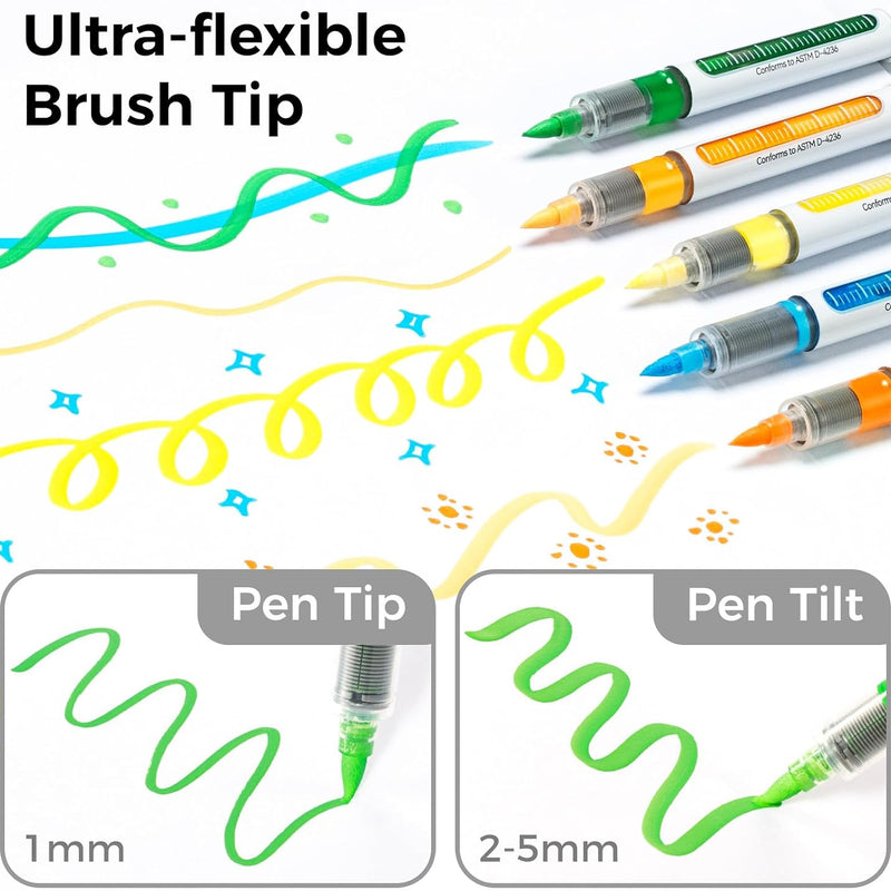 Ohuhu Acrylic Paint Markers Brush Tip: 48 Pack Automatic Ink Control Acrylic Markers High Opacity Paint Pens Water-Resistant Lightfast for Rock Painting 3D Prints Easter Eggs Wood DIY Crafts- Nahuku