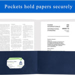 Zzrywuty 50 Packs Two Pocket File Folders with Business Card Slot,Textured Paper,Letter Size,Holds 100 Plus Sheets for School,Office,Business,Royal Blue