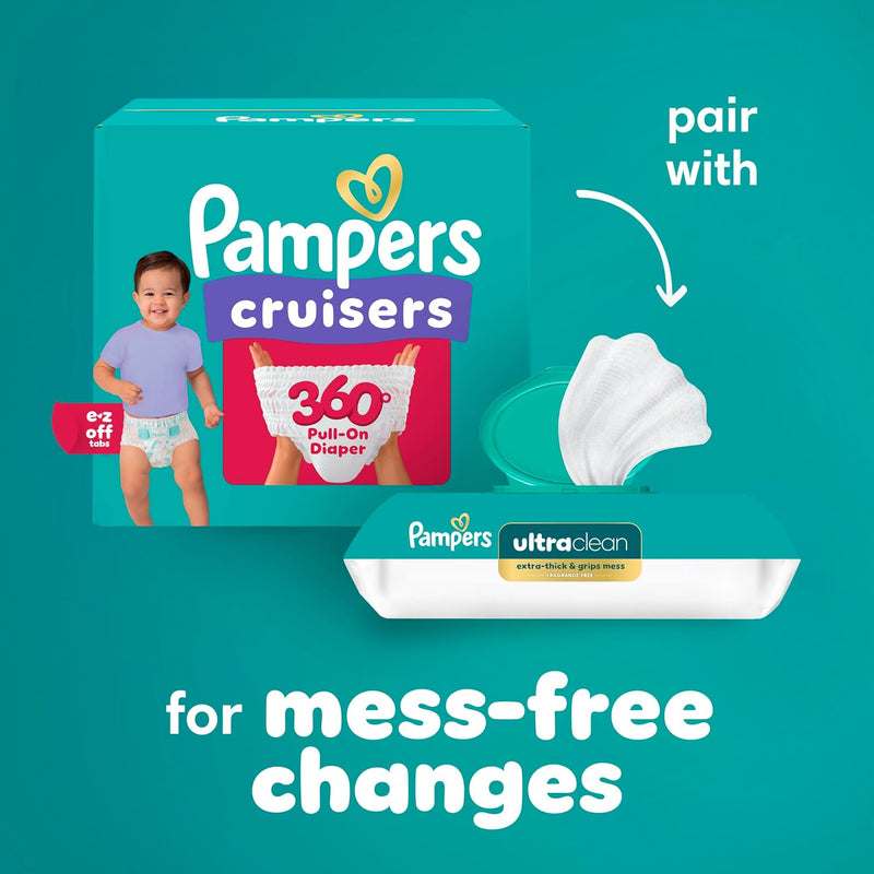 Pampers Diapers - Cruisers 360 - Size 4, 144 Count, Babyproof up to 100% Leakproof Pull-On Diaper