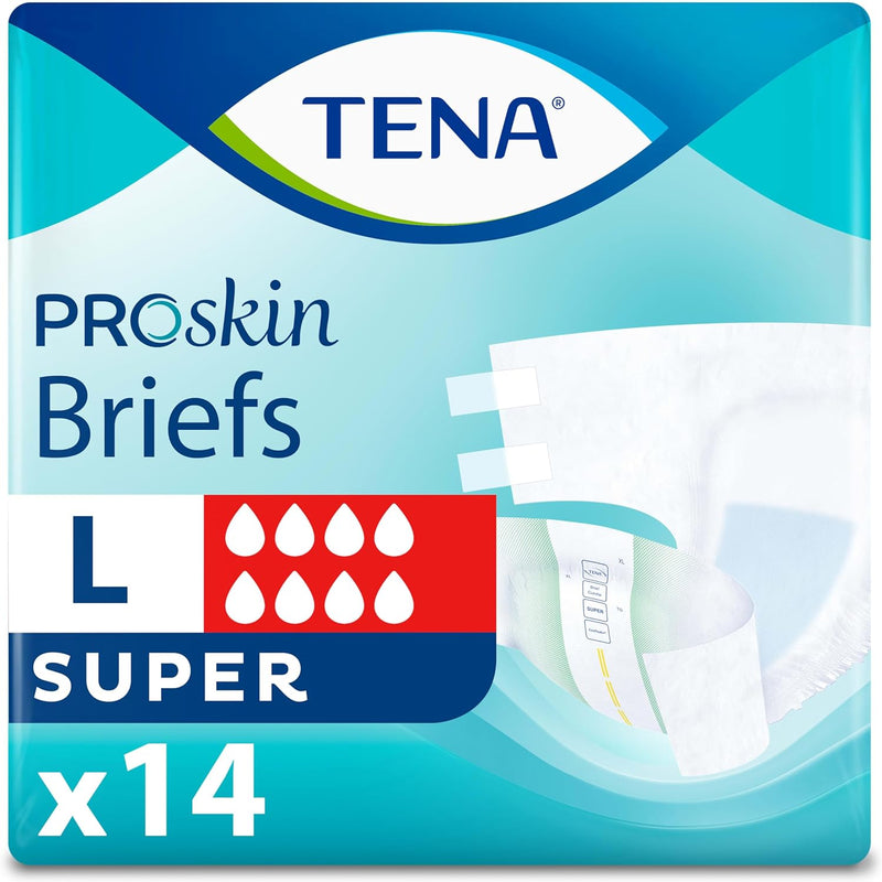TENA Proskin Super Briefs, Incontinence Adult Diapers, Unisex, Large, 56 ct | Easy to adjust with tabs for a better fit, these briefs offer comfort & reliable absorbency to support everyday care routines
