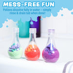 Tub Works Kids Nontoxic Bath Bomb Potions, Variety 6 Pack, Fizzes, Foams & Bubbles with Colorful Eruption, Interactive Bath Toys for Toddler Science Fun