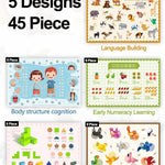 45 Pack Sticky Disposable Placemats for Baby & Toddlers,Toddler Placemat 12"x18" Kids Table Mat for Party, Picnic Table, Restaurants Dining Table Travel Essentials for Toddlers with 5 Designs