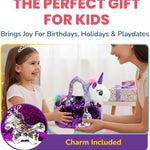 Little Jupiter Plush Pet Set w/Purse - Stuffed Animals for Girls - Unicorn Plush - Stuffed Plushies - Gift for Age 4-5 - 6-7 yrs (White Unicorn)