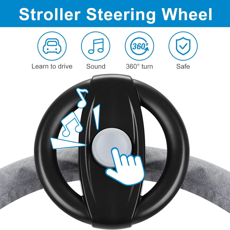Accmor Stroller Steering Wheel Toy, Steering Wheel for Shopping Carts | Simulated Steering Wheel Universal Detachable Pretend Driving Funny Stroller Toy Attachment