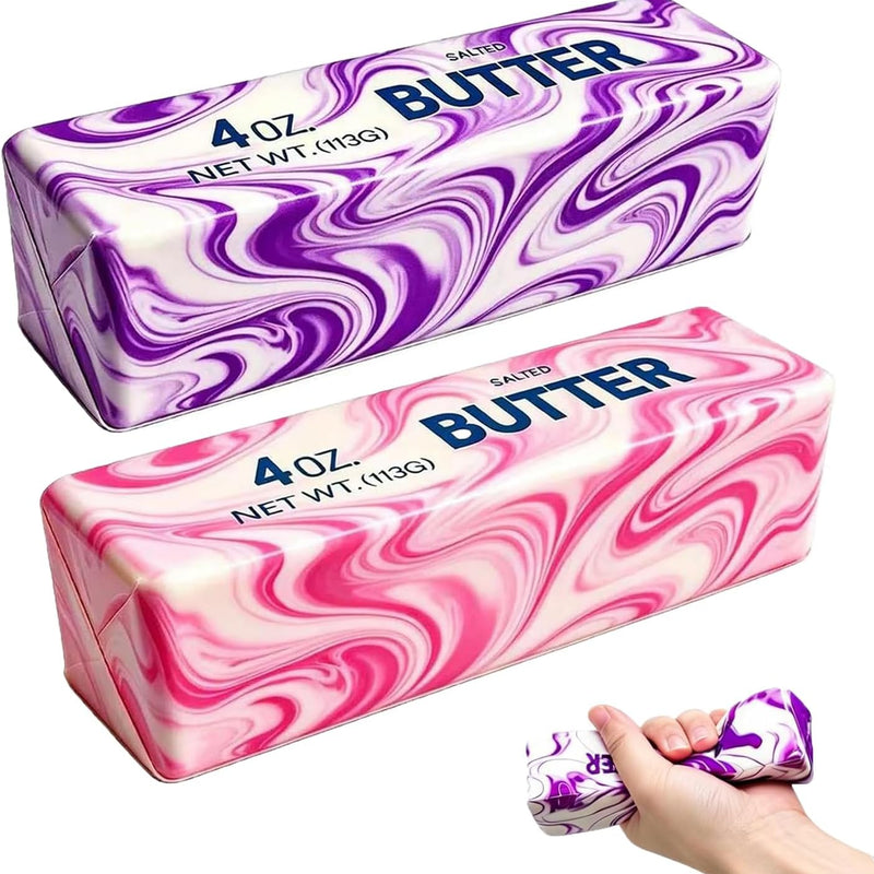Butter Squeeze Toy 2PCS, Slow Rising Dumpling Squishy Butter Sensory Stress Relief Squishies Soft & Stretchy Fidget Toys for Anxiety Relief Party Favors (Butter Stick)