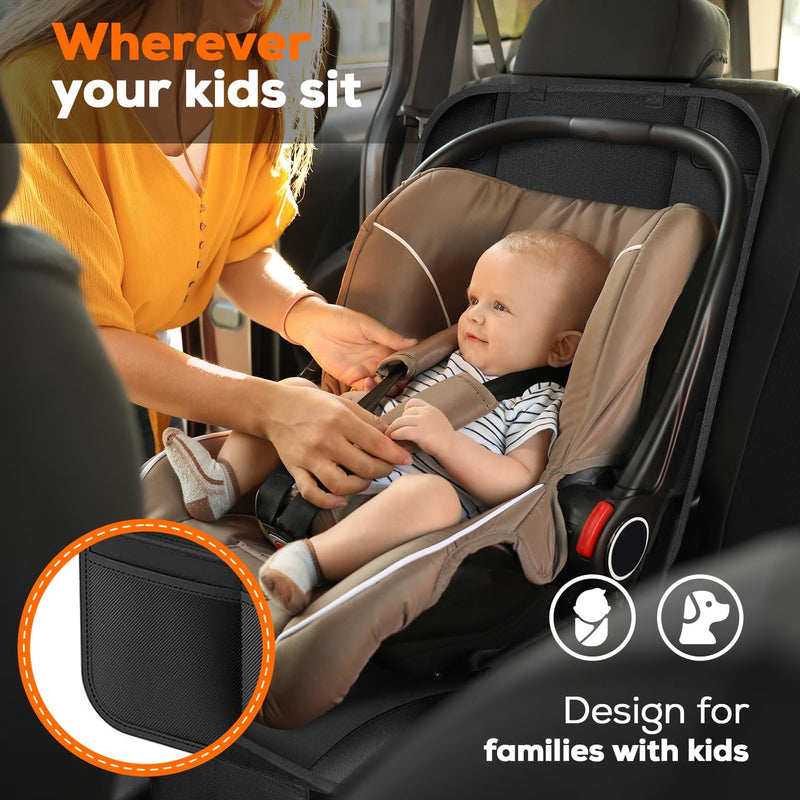 VLM Car Seat Protector for Child Baby Car Seat,600D Waterproof Car Seat Cover with Thick Padding, Non-Slip Backing and Mesh Pockets