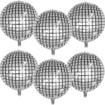 Silver Disco Balloons 10PC Set 10in & 18in Round Balloons 70s 80s Theme Party Decorations