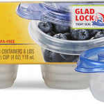 Glad GladWare Mini Round Food Storage Containers, 4 Oz, 8 Count | BPA-free, lock-tight seal for snacks, portion control, and on-the-go; reusable and stackable
