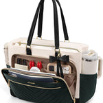 LOVEVOOK Teacher Tote Bag for Women, Work Laptop Bag Gift with Large Cup Holder, Quilted Nurse Bag Diaper Tote with Multi-Pockets, Large Computer Handbag Purse for Bussiness Travel, Office, College