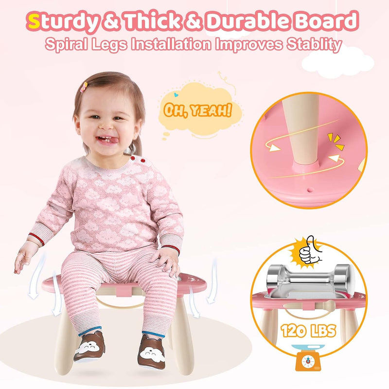 Kikidex Soft Pink Magnetic Drawing Board for Toddler Girls 1-2 Years Old Doodle Learning Toy