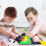 Tummy Time Baby Mirror & Soft Book: Newborn Brain Development, Teething Toy, High Contrast Patterns