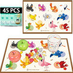 45 Pack Sticky Disposable Placemats for Baby & Toddlers,Toddler Placemat 12"x18" Kids Table Mat for Party, Picnic Table, Restaurants Dining Table Travel Essentials for Toddlers with 5 Designs