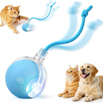 Smart Interactive Automatic Electric Rolling Moving Rechargeable Motion Activated Self Play Electronic Stimulation Chase Teaser Ball Toy with Rope for Indoor Bored Adult Cat and Dog Not Chewing, Pink