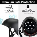 Kids Bike Helmet Set, CPSC Certified, Adjustable Black Helmet, Knee Elbow Wrist Pads Guards, Toddler Head Protection