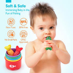 10-in-1 hahaland Montessori Cloth Fishing Game for 1 Year Old Boys and Girls with Stacking Cups