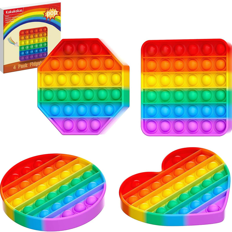 4 Pack Fidget Toys,Pop Fidgets Pack Party Favors for Kids & Adults,Push Sensory Toys Bulk Toddler Toys,Stress Relief Gifts for Easter,Christmas,Birthday,Party Supplies,Classroom