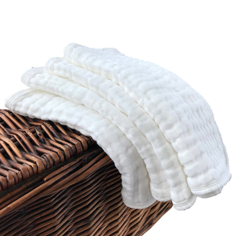 Burp Cloths Large, Muslin Burp Cloths for Baby, Extra Absorbent and Soft, 6 Layers 20 by 10 Inches 100% Cotton (White Large 4 Pack)