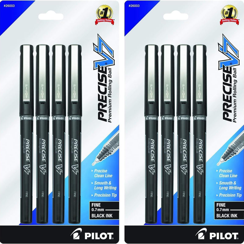 Pilot Precise V5 Stick Liquid Ink Rolling Ball Stick Pens, Extra Fine Point (0.5mm) Black Ink Pens, 4-Pack