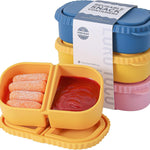 3 Pack Silicone Reusable Snack Containers with Lids - 8 oz Double Compartment Snackle Box for Kids & Adults, BPA-Free & Leakproof, Small for Dressing, Snacks, School, Office, Picnic