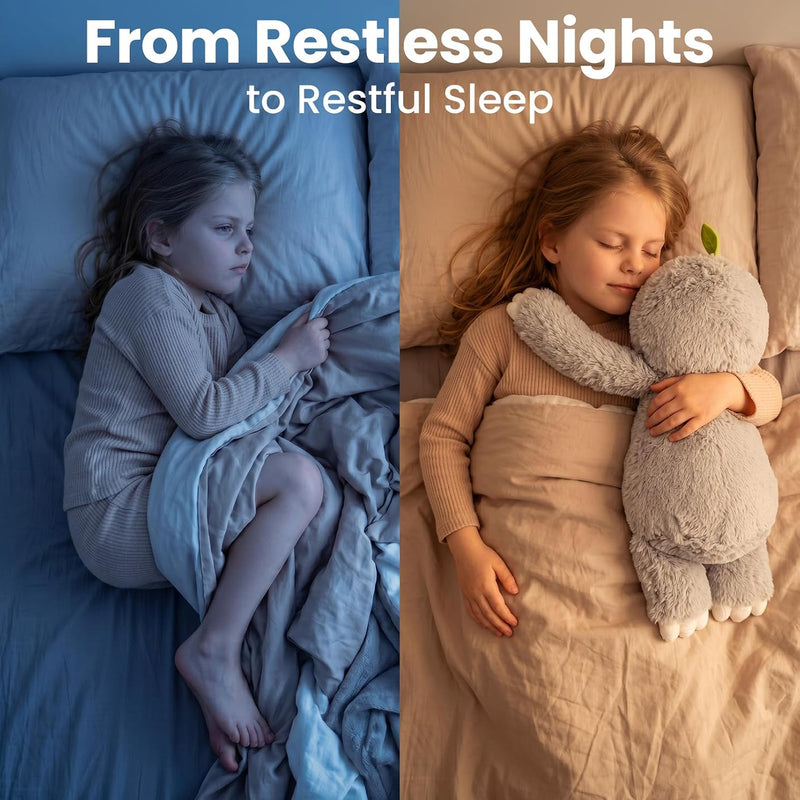 Mewaii 4 Lbs Weighted Stuffed Animals with Heating Pad- Heavy Belly & Limbs, 20" Sloth Heated Plush for a Realistic Hug, Super Soft Fluffy Plush Toy for Kids