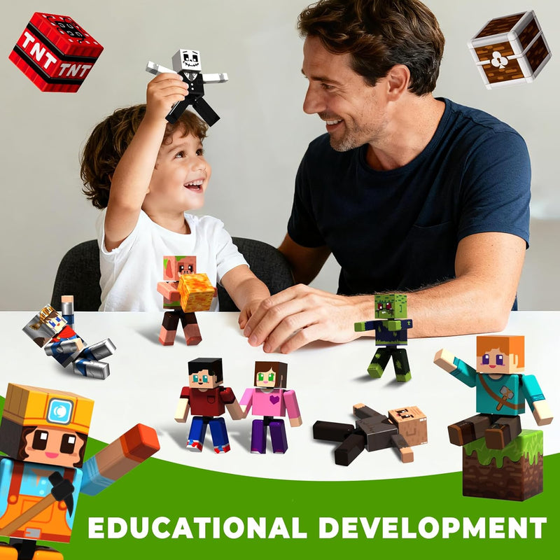 magneverse 20 magnetic action figures 360 degree rotating arms magnetic building blocks toy set for kids 6+ years