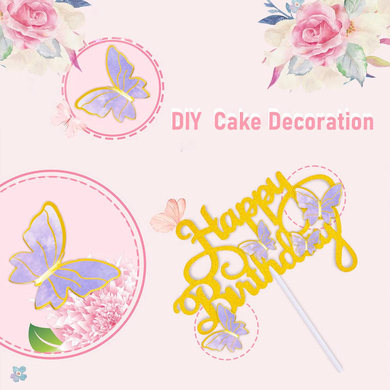 60Pcs Butterfly Cupcake Toppers: Vibrant 3D Decorations for Cakes, Desserts, and Parties