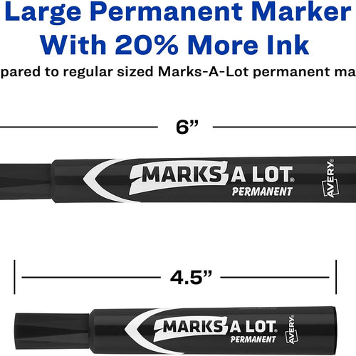 Avery Marks-A-Lot Large Desk-Style Chisel Tip, Value Pack 36 Black Permanent Markers are perfect for signs and posters (98206)