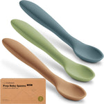 KeaBabies Silicone Baby Spoons Self Feeding 6-12 months, 3-Pack (Slate) | Large Scoop, Baby Led Weaning Utensils, First Food Training Spoon, Toddler, Kids Eating Essential, Dishwasher-safe, BPA-Free