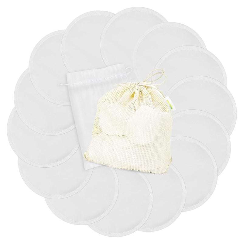 wegreeco Nursing Breast Pads (14 Pack) + Laundry Bag & Travel Storage Bag, 4.7 inch Option - Washable & Reusable Breastfeeding Nursing Pads (Mild, Large)