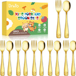 12Pcs Stainless Steel Toddler Utensils Small Metal Kids Silverware | Food-grade, Ideal Transitional Baby Forks and Spoons, Cute pattern, Designed for Children, Dishwasher Safe, Mirror Polished