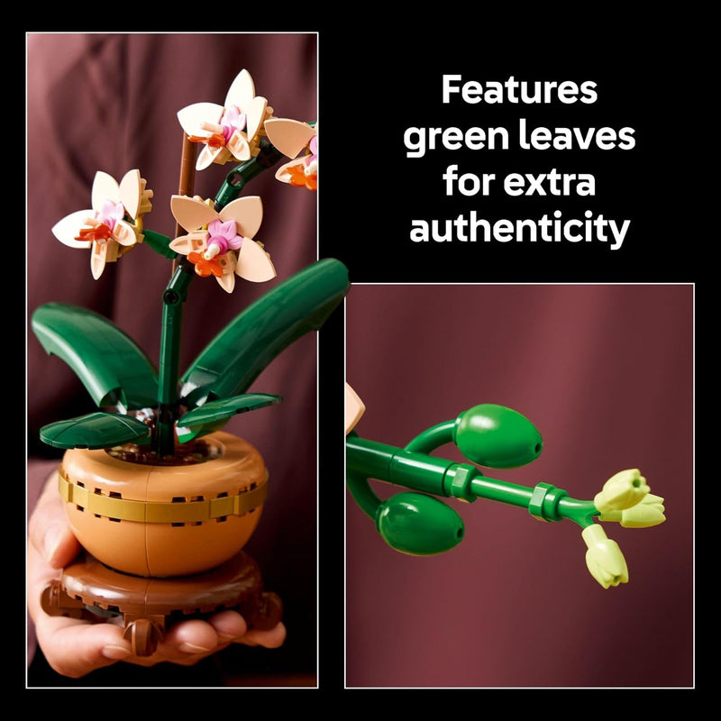 lego botanicals mini orchid building set for adults 18+ with 274 pieces and 5 peach blooms